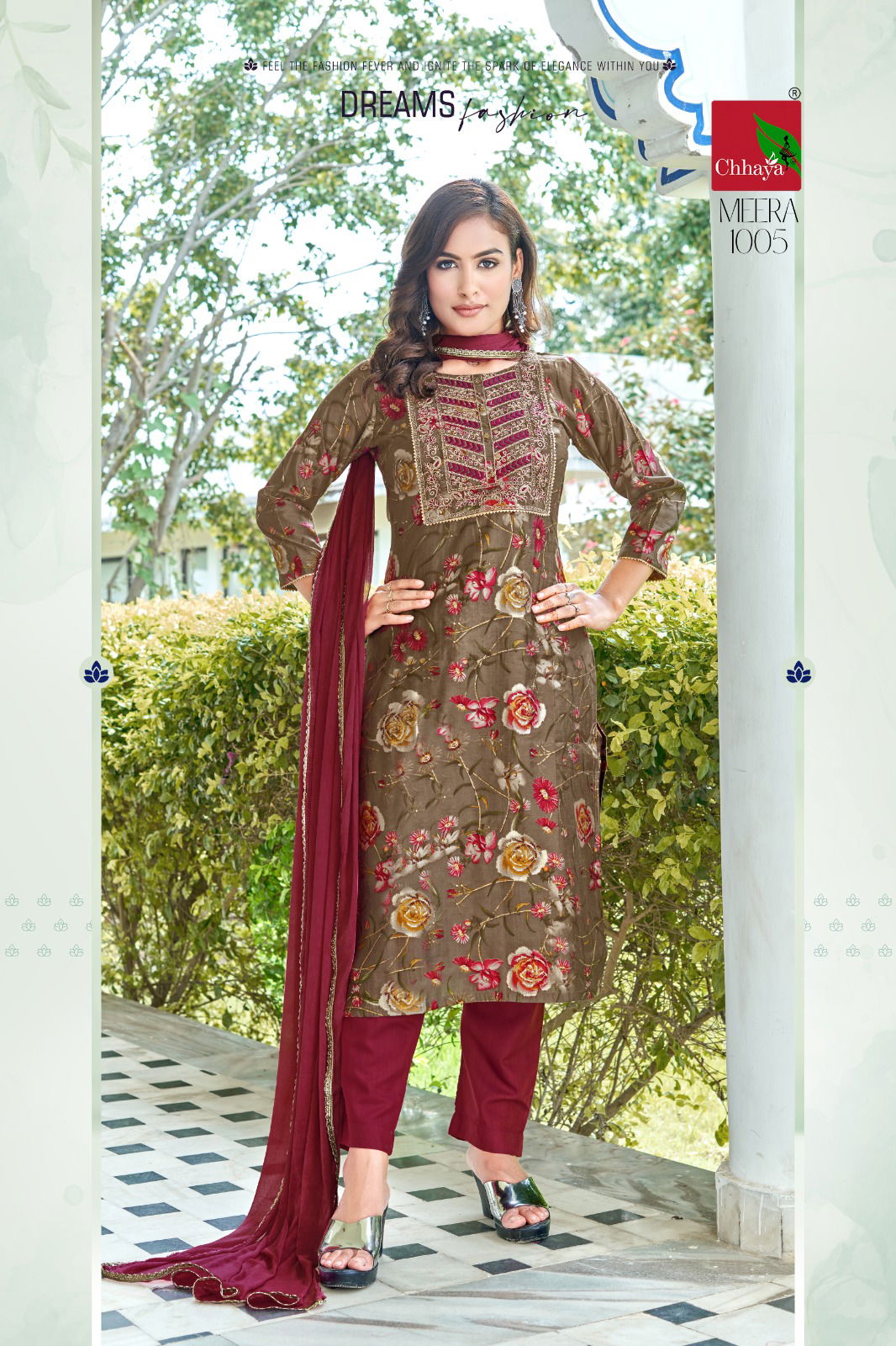 Meera By Chhaya Heavy Modal Print Silk Embroidery Kurti With Bottom Dupatta Wholesale Market